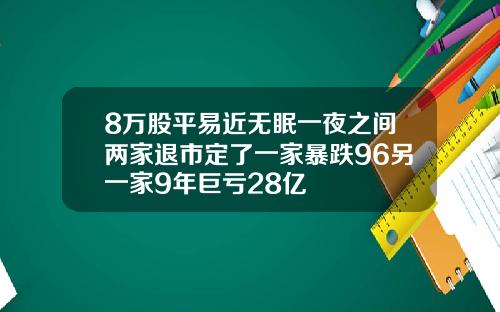 8万股平易近无眠一夜之间两家退市定了一家暴跌96另一家9年巨亏28亿