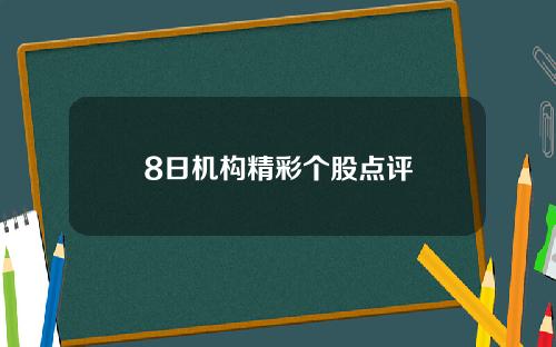 8日机构精彩个股点评