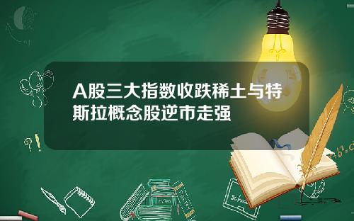 A股三大指数收跌稀土与特斯拉概念股逆市走强