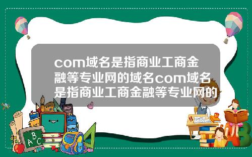 com域名是指商业工商金融等专业网的域名com域名是指商业工商金融等专业网的域名