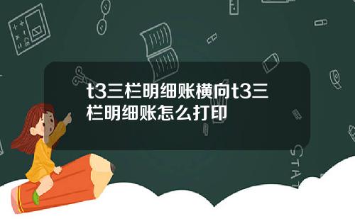 t3三栏明细账横向t3三栏明细账怎么打印