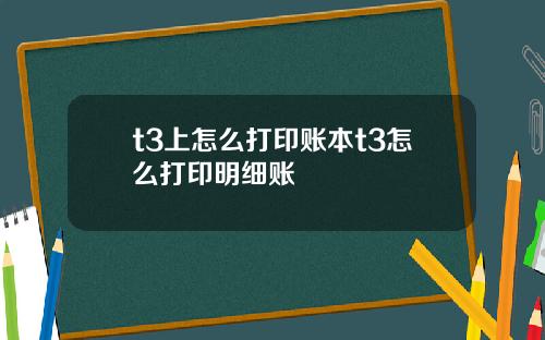 t3上怎么打印账本t3怎么打印明细账