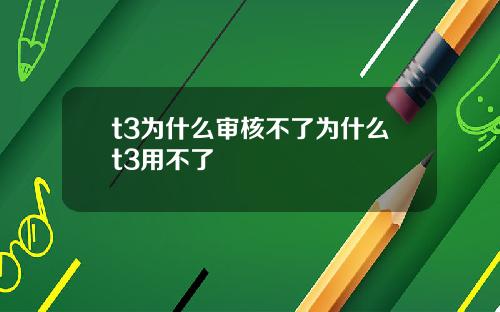 t3为什么审核不了为什么t3用不了