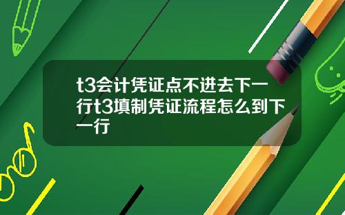 t3会计凭证点不进去下一行t3填制凭证流程怎么到下一行