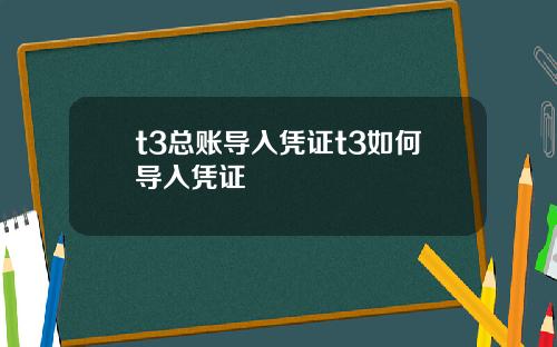 t3总账导入凭证t3如何导入凭证