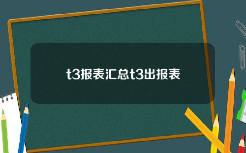 t3报表汇总t3出报表