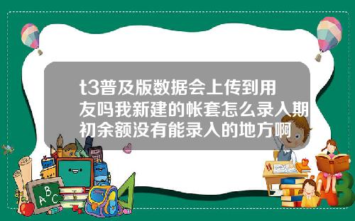 t3普及版数据会上传到用友吗我新建的帐套怎么录入期初余额没有能录入的地方啊