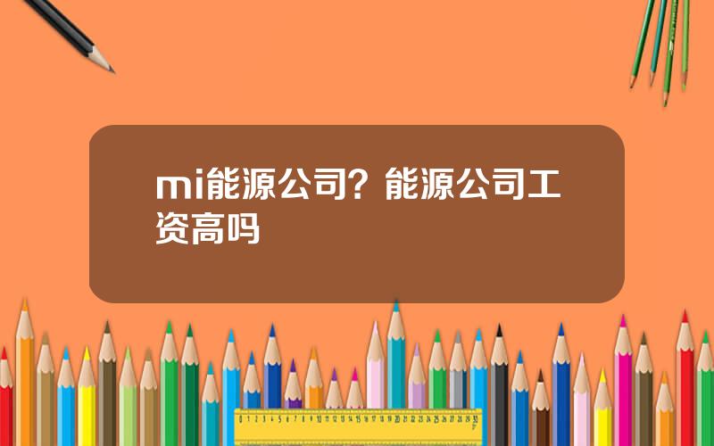 mi能源公司？能源公司工资高吗