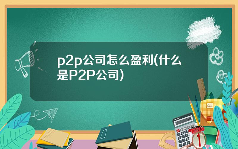 p2p公司怎么盈利(什么是P2P公司)