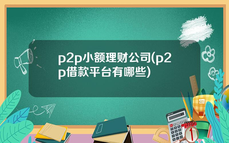 p2p小额理财公司(p2p借款平台有哪些)