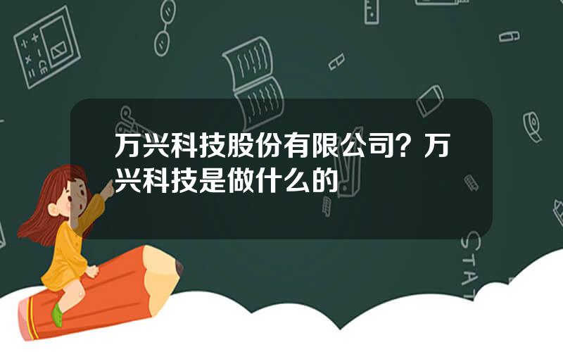 万兴科技股份有限公司？万兴科技是做什么的