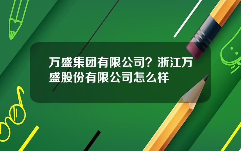 万盛集团有限公司？浙江万盛股份有限公司怎么样