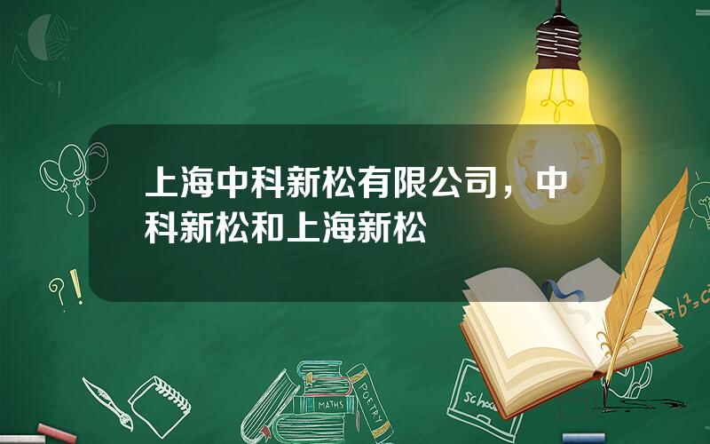 上海中科新松有限公司，中科新松和上海新松