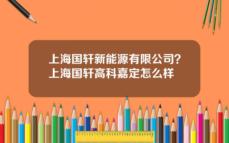 上海国轩新能源有限公司？上海国轩高科嘉定怎么样