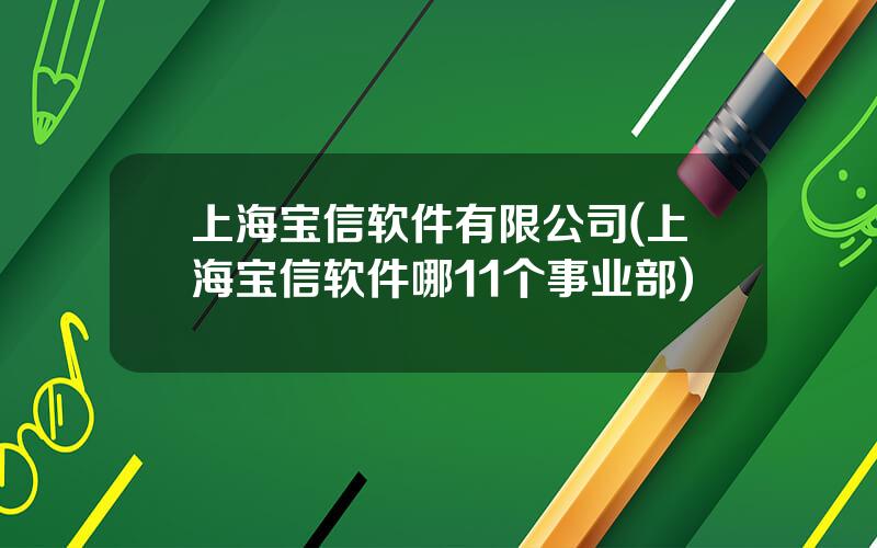 上海宝信软件有限公司(上海宝信软件哪11个事业部)