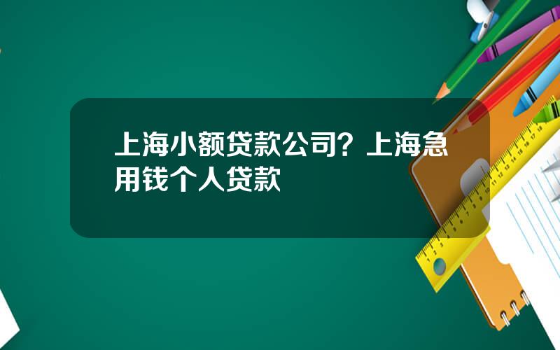 上海小额贷款公司？上海急用钱个人贷款