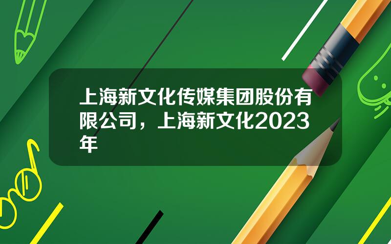 上海新文化传媒集团股份有限公司，上海新文化2023年