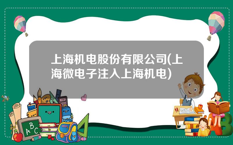 上海机电股份有限公司(上海微电子注入上海机电)