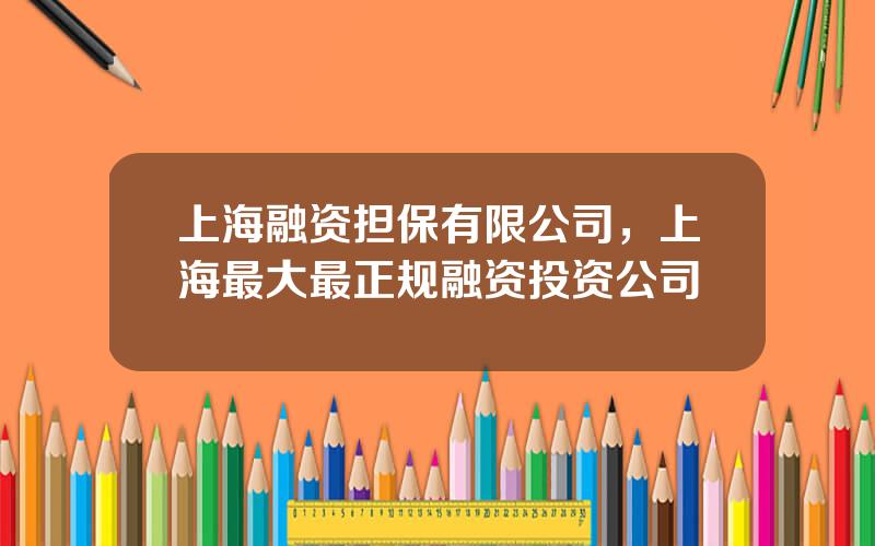 上海融资担保有限公司，上海最大最正规融资投资公司