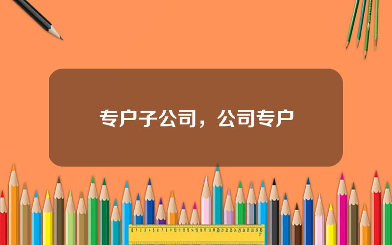 专户子公司，公司专户