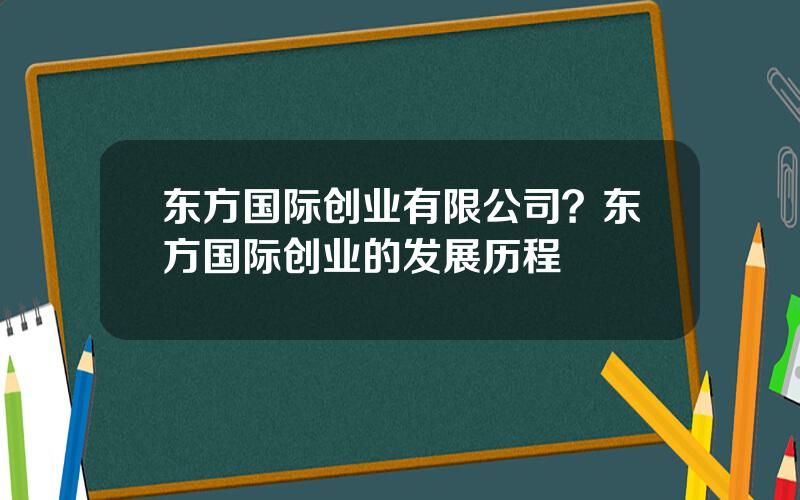 东方国际创业有限公司？东方国际创业的发展历程