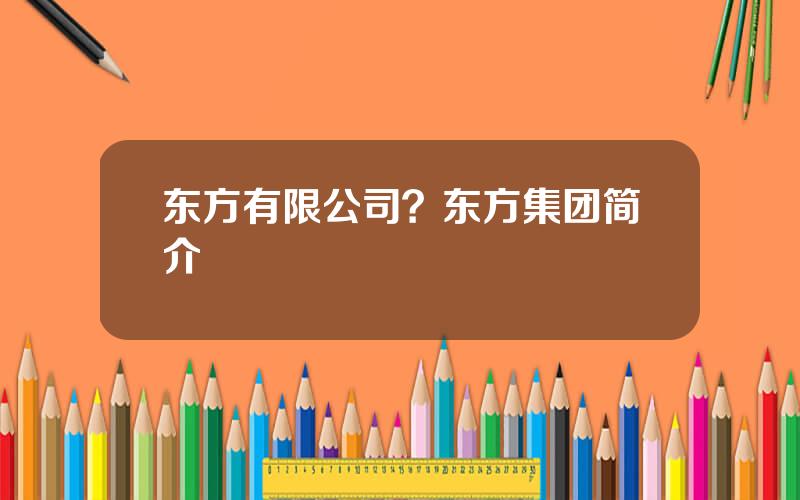 东方有限公司？东方集团简介