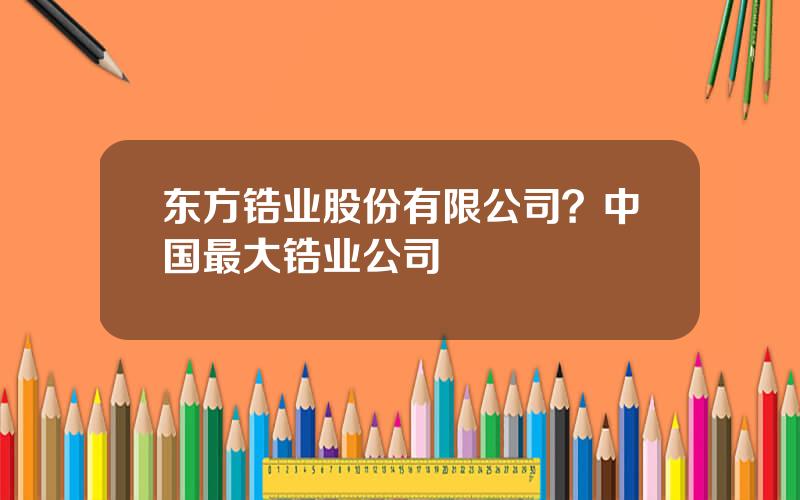 东方锆业股份有限公司？中国最大锆业公司