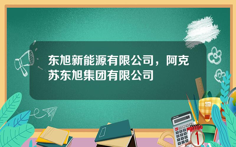 东旭新能源有限公司，阿克苏东旭集团有限公司