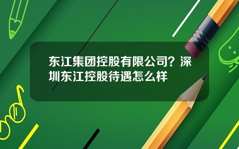 东江集团控股有限公司？深圳东江控股待遇怎么样