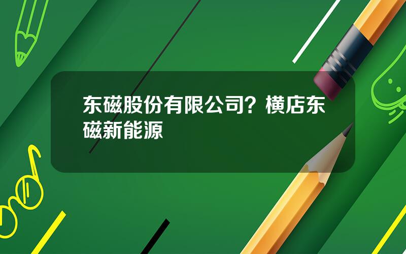 东磁股份有限公司？横店东磁新能源