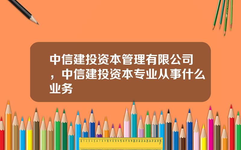 中信建投资本管理有限公司，中信建投资本专业从事什么业务