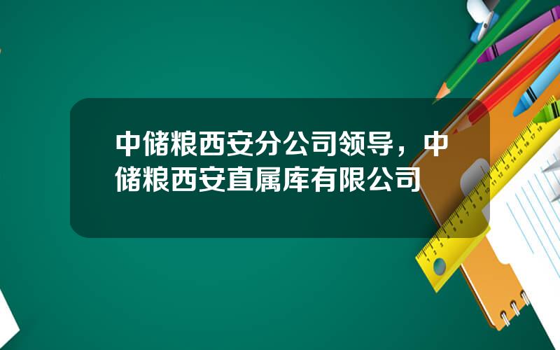 中储粮西安分公司领导，中储粮西安直属库有限公司