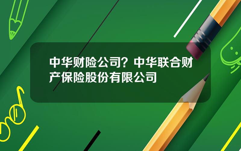 中华财险公司？中华联合财产保险股份有限公司