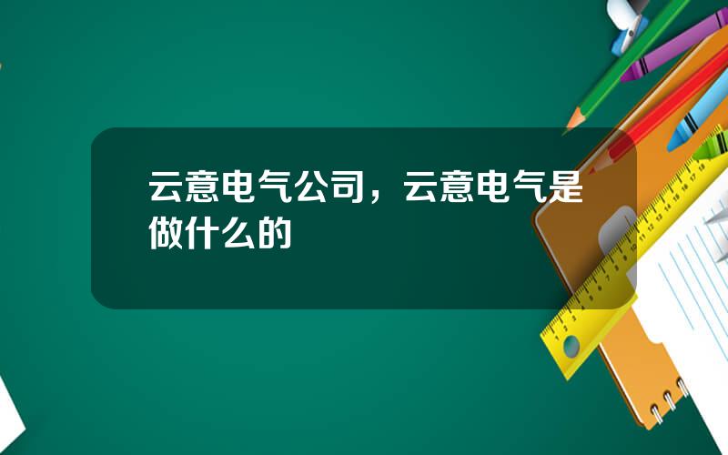 云意电气公司，云意电气是做什么的