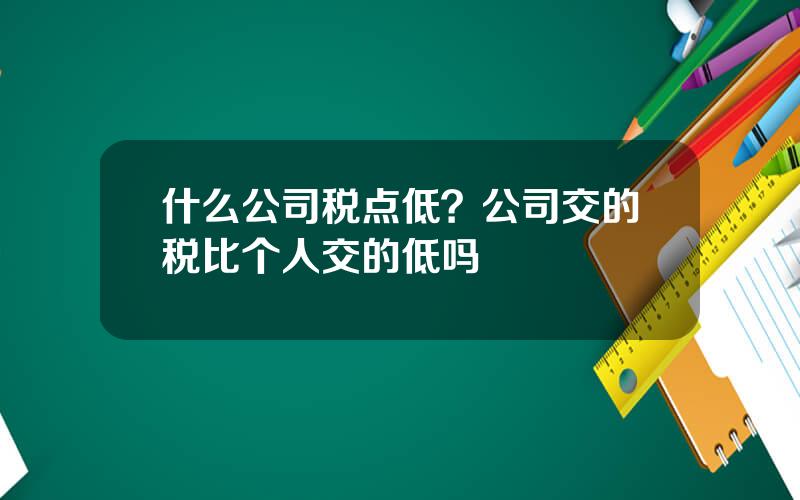 什么公司税点低？公司交的税比个人交的低吗