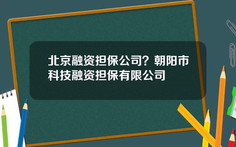 北京融资担保公司？朝阳市科技融资担保有限公司